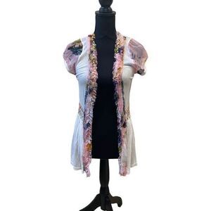 Anthropologie Lulumari Size M Knit Embellished Short Sleeved Sweater